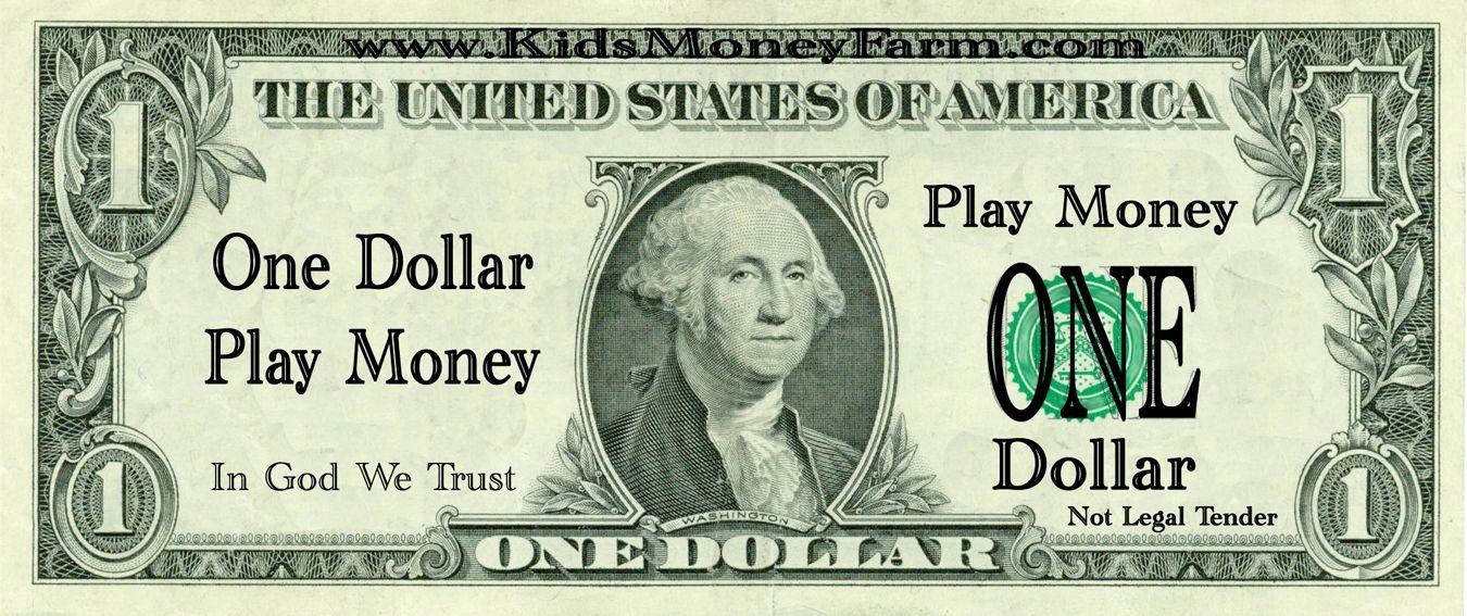 Fake 1000 Dollar Bill Printable Unique 1 Dollar Bills Fake Money Printables