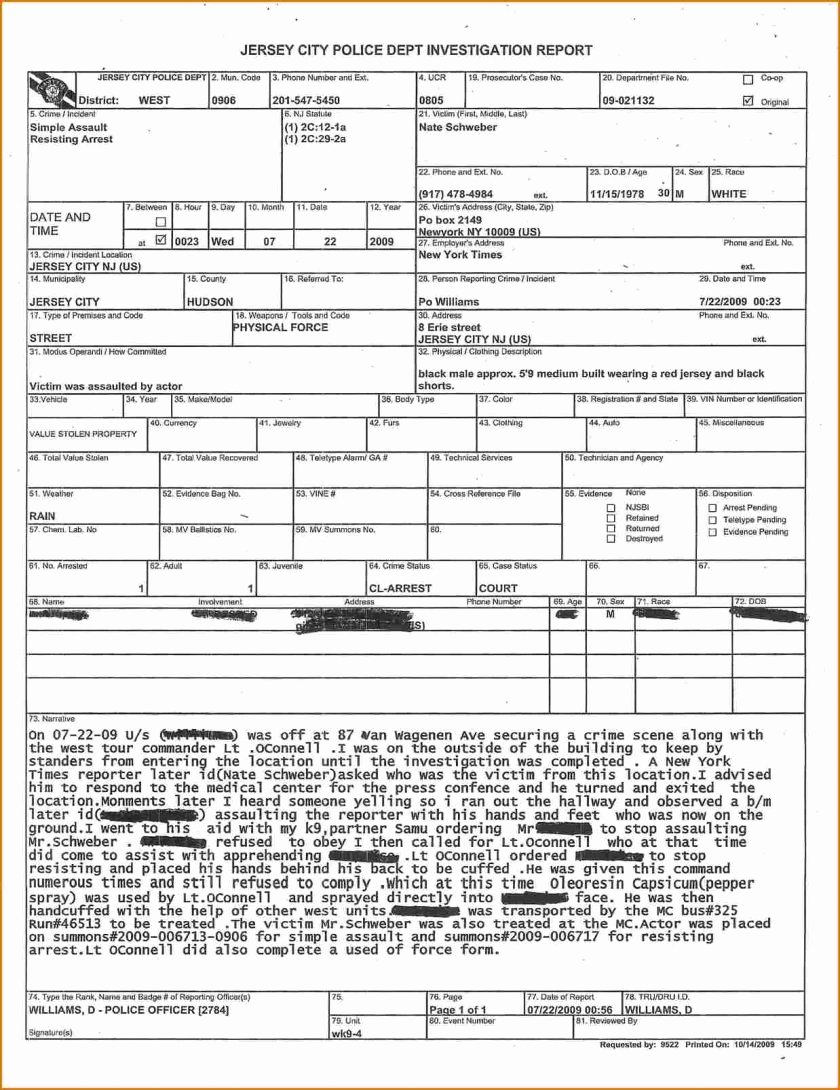 Fake Accident Report Template Inspirational Police Report Template Sample Statement Example Resume