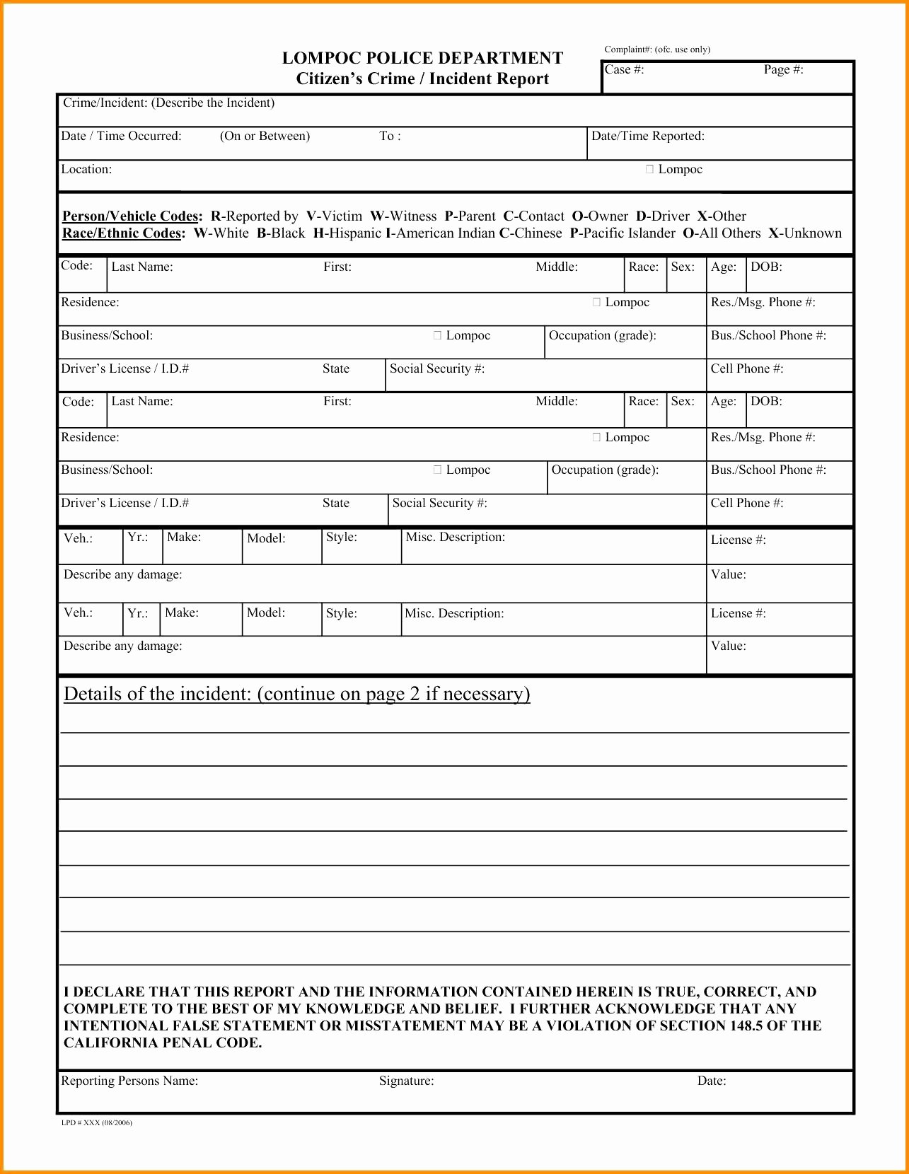 Fake Accident Report Template New Identity theft Police Report Example Heritage Spreadsheet