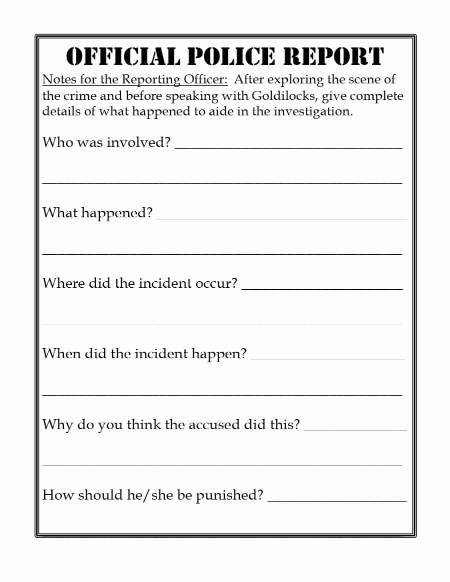 Fake Accident Report Template Unique Police Report Example Featuring Template Sample Blotter