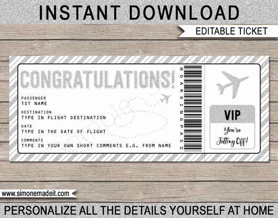 Fake Airline Ticket Template Best Of Congratulations Boarding Pass Ticket Gift Printable Fake