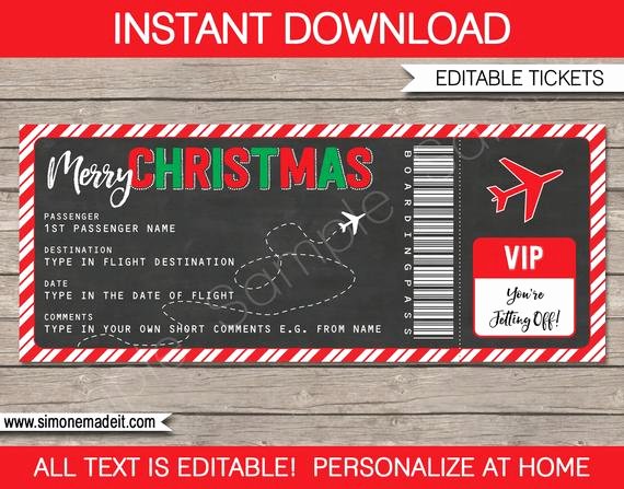 Fake Airline Ticket Template Lovely Christmas Gift Boarding Pass Ticket Surprise Trip Reveal