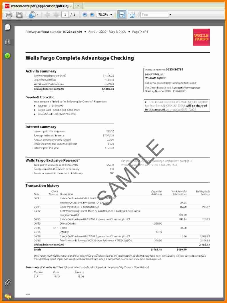 Fake Bank Statement Template Beautiful 7 Fake Wells Fargo Bank Statement