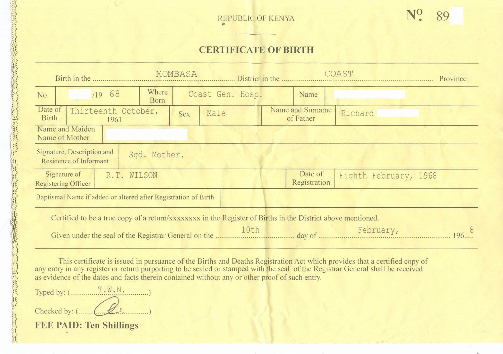 Fake Birth Certificate Template Awesome Dr Conspiracy’s First Fake Kenyan Birth Certificate