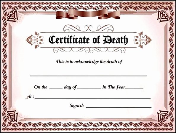 Fake Birth Certificate Template Awesome Fake Death Certificate