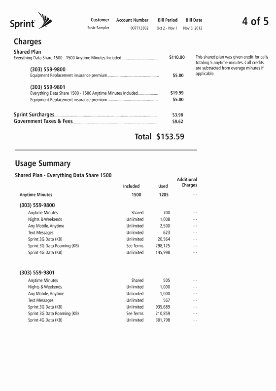 Fake Cell Phone Bill Template Elegant at&amp;t Cell Phone Bill Sample Bing Images