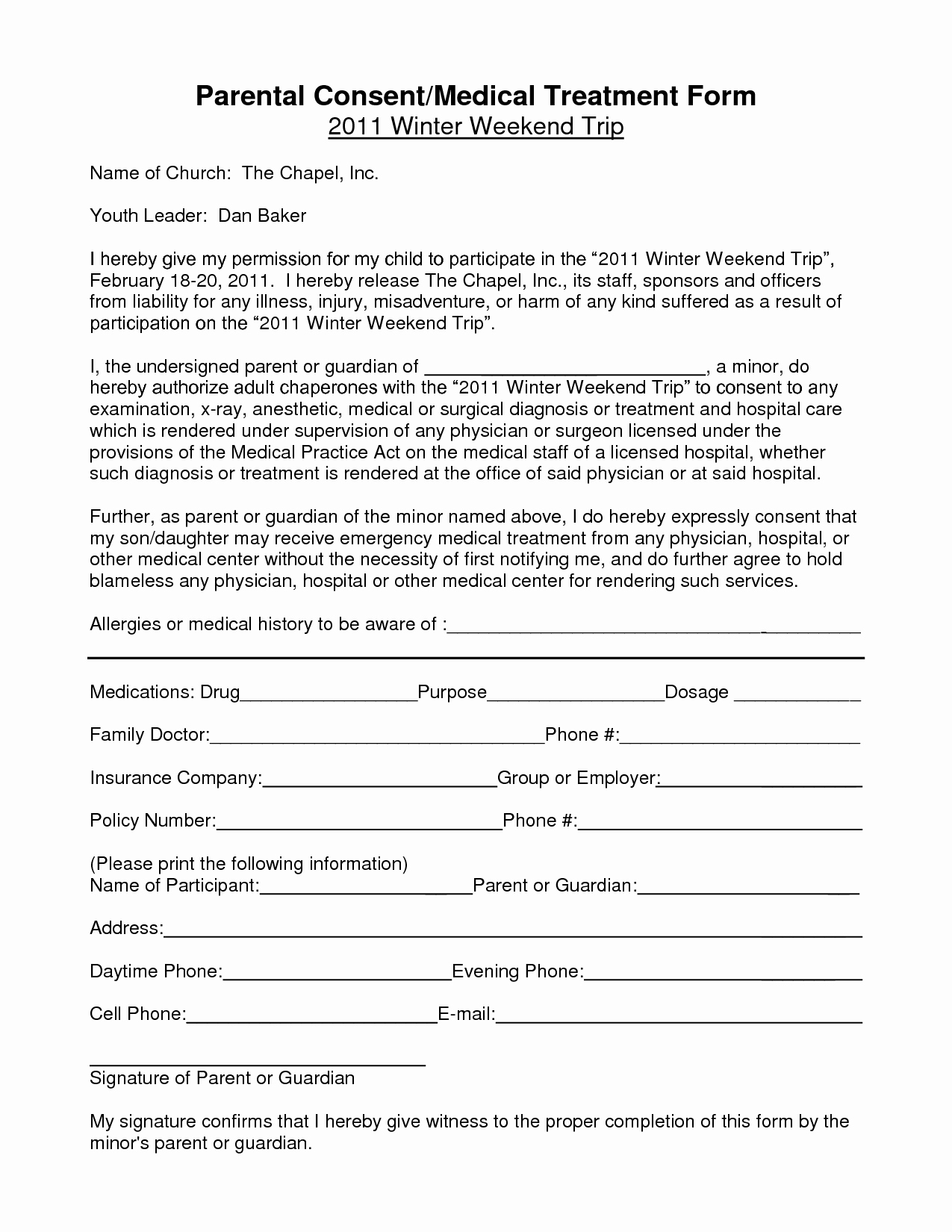 Fake Field Trip form Beautiful Notarized Medical Consent form for Minor