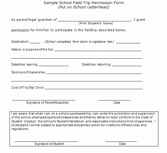 Fake Field Trip form Beautiful Permission Slips Fake for School – Rightarrow Template