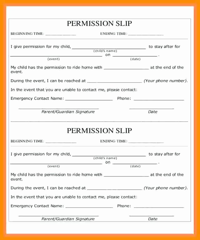 Fake Field Trip form Fresh Permission Slips Fake for School – Rightarrow Template