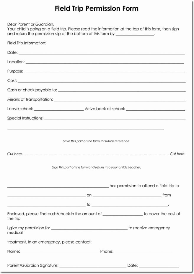 Fake Field Trip form Lovely School Field Trip Permission forms