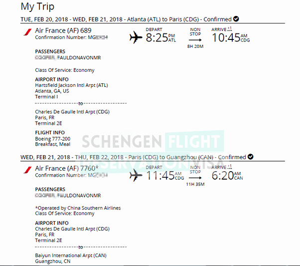 Fake Flight Itinerary Template