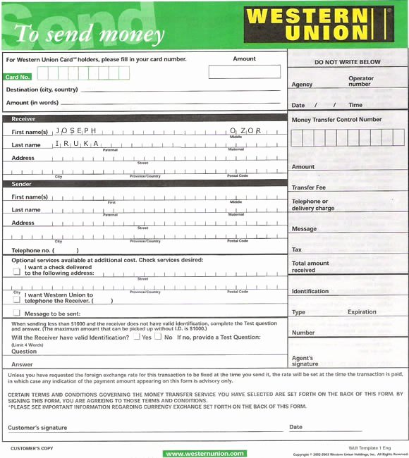 Fake Money order Template Awesome Western Union form – Kelly Misa