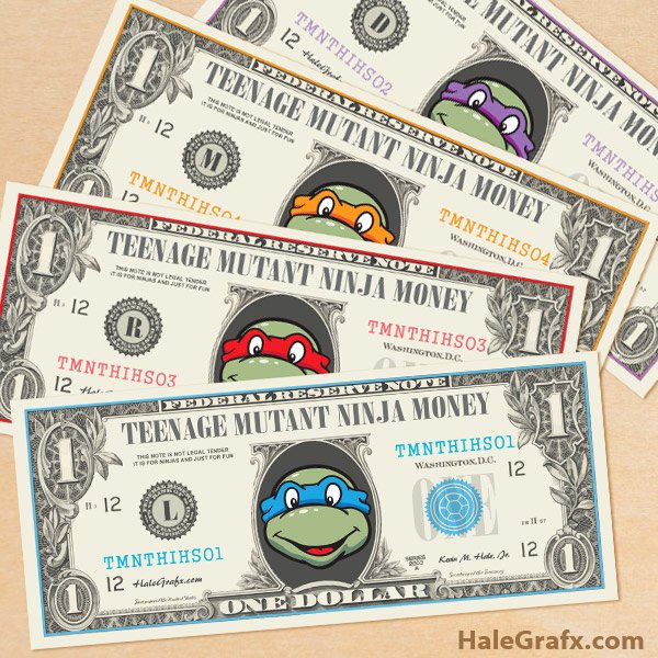 Fake Money Template Lovely Free Printable Tmnt Ninja Turtles Play Money