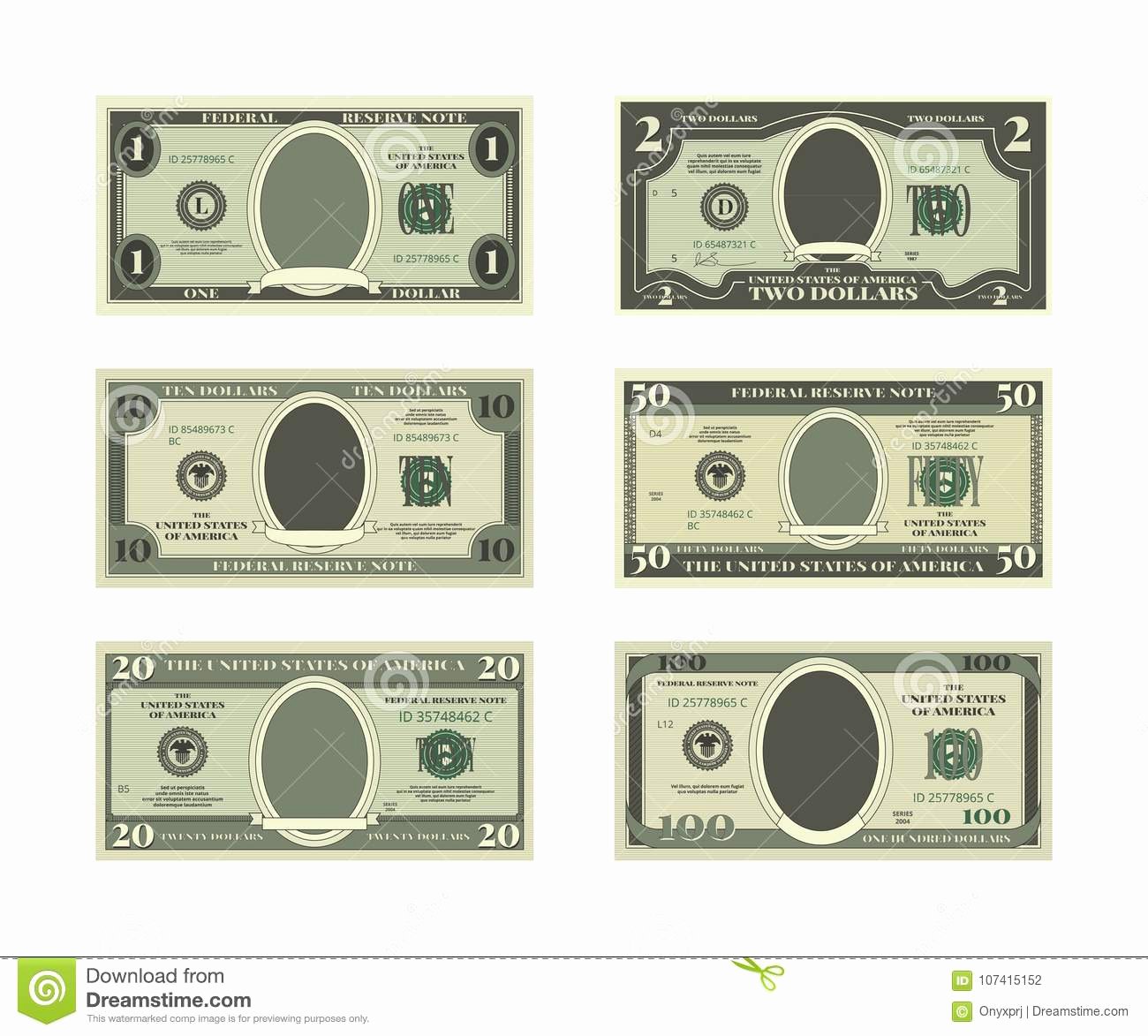 Fake Money Template Unique Template Fake Money Vector Dollars Stock