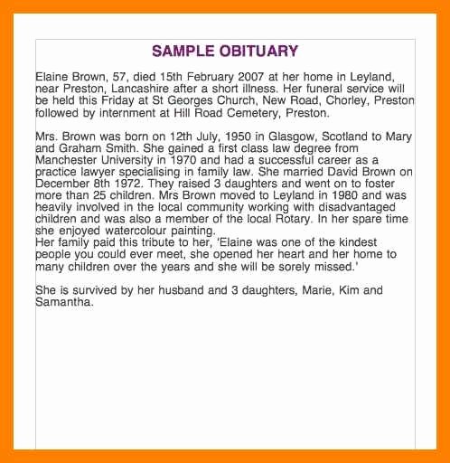 Fake Obituary Maker Best Of Obituary Examples for Father