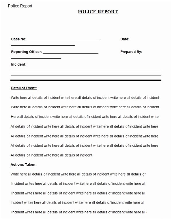 Fake Police Report Generator Fresh 17 Sample Police Report Templates Pdf Doc