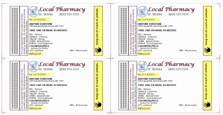 Fake Prescription Label Template Elegant Gag Prescription Label for Skittles