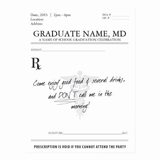 Fake Prescription Pad Template Luxury Medical Student Graduation Prescription Pad Invite