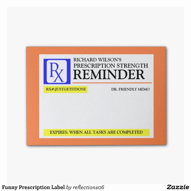 Fake Prescription Pad Template New Funny Prescription Label Post It Notes