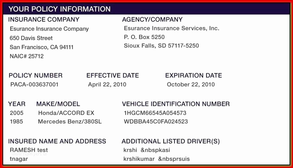 Fake Proof Of Insurance Template Lovely 50 First Fake Proof Insurance Templates