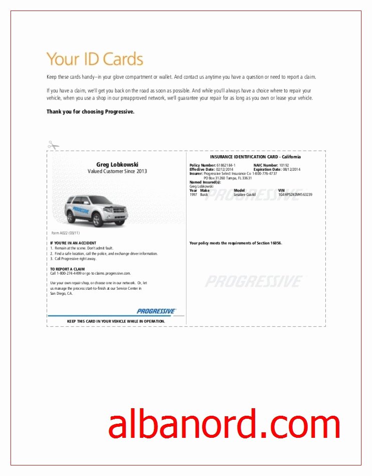 Fake Proof Of Insurance Templates Awesome 22 Of Progressive Car Insurance Card Template for