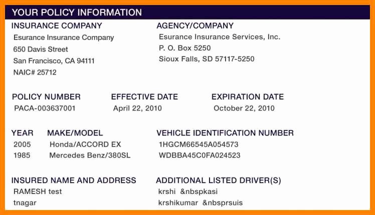 Fake Proof Of Insurance Templates Unique 15 Free Fake Auto Insurance Card Template