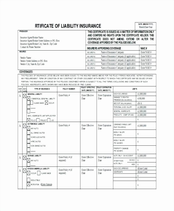 Fake Proof Of Insurance Templates Unique Certificate Insurance Template