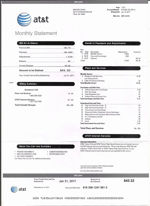 Fake Utility Bill Template Unique at&amp;t Phone Bill Utility Statement Gas Electric
