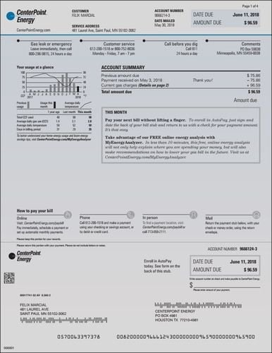 Fake Utility Bill Template Unique Centerpoint Provider Energy Electric Houston Texas