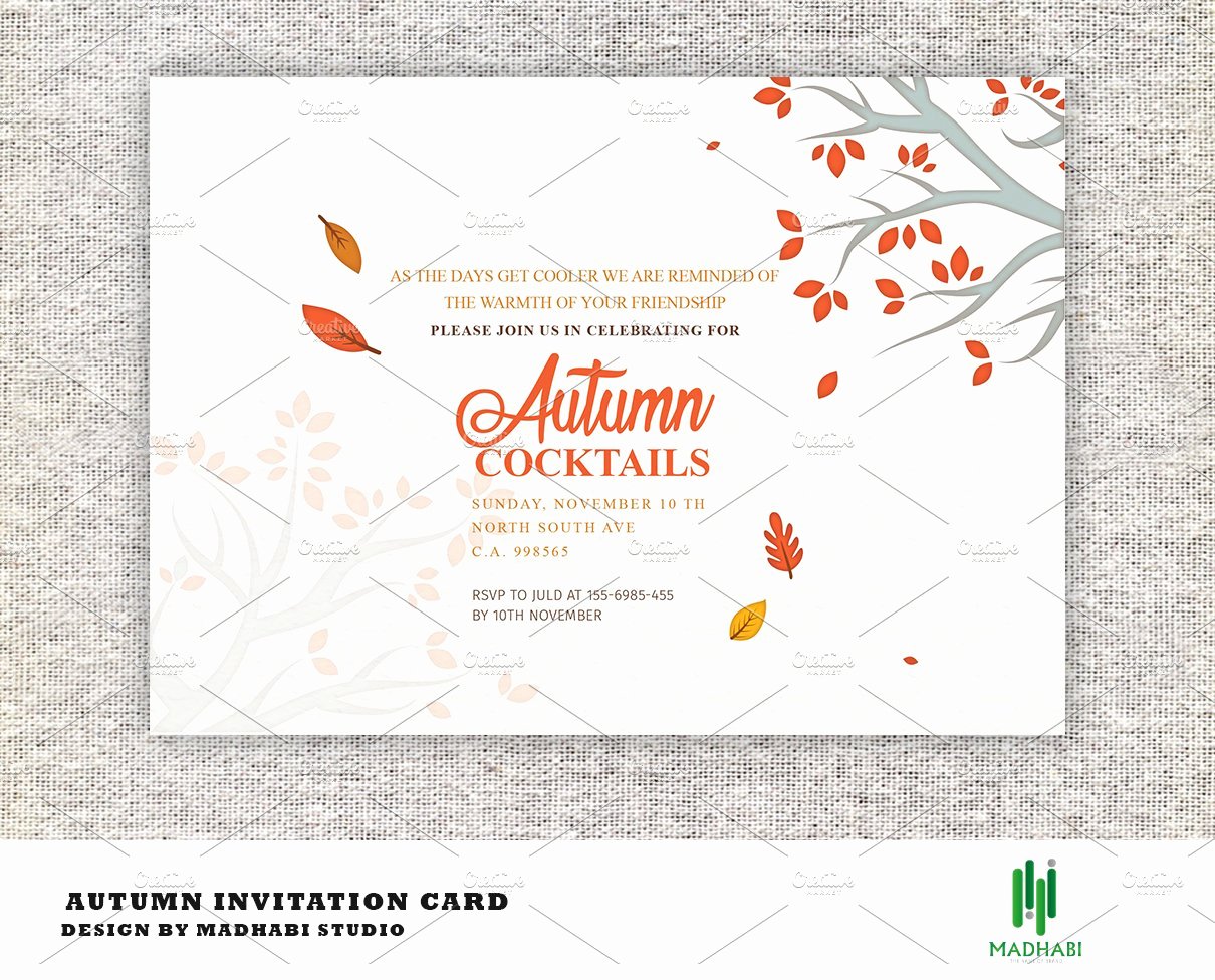 Fall Party Invitation Template Beautiful Autumn Cocktails Party Invitation Invitation Templates