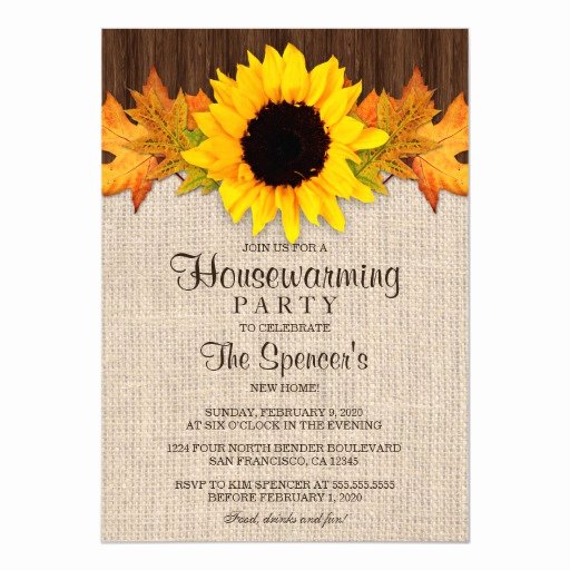 Fall Party Invitation Template Luxury Rustic Fall Sunflower Housewarming Party Invites