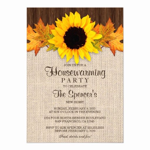 Fall Party Invitation Template Luxury Rustic Fall Sunflower Housewarming Party Invites