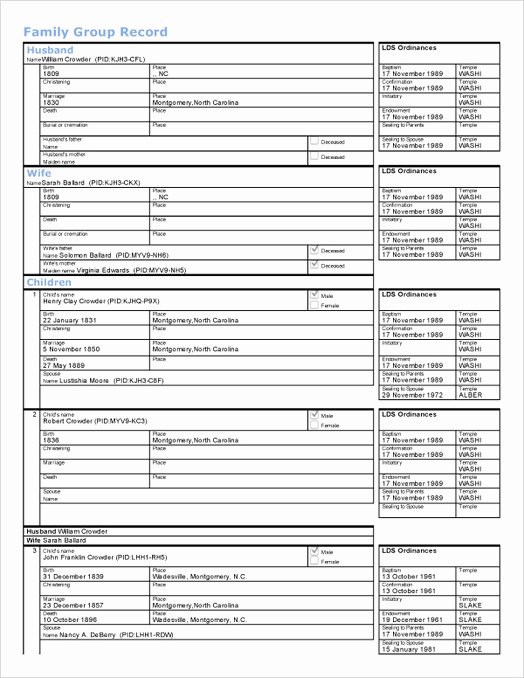 Family Group Template Elegant Mcdl Genealogy How to organize All Your Stuff