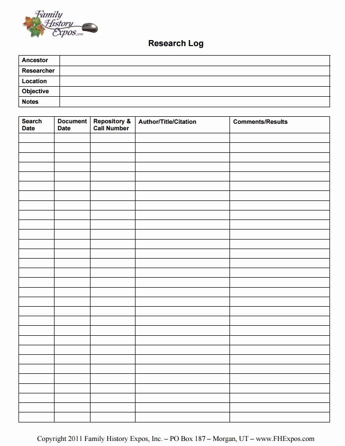 Family Group Template New Genealogy Research Log In Pdf Genealogy