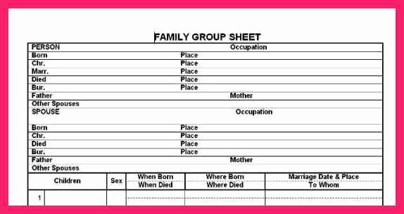 Family Group Template Unique Family Group Sheet Template