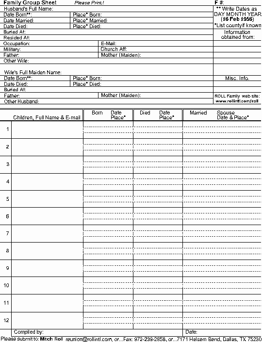 Family Group Template Unique Family Group Sheet Template