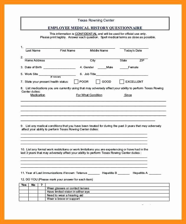 Family Medical History Questionnaire Template Awesome 12 13 Health History form Templates