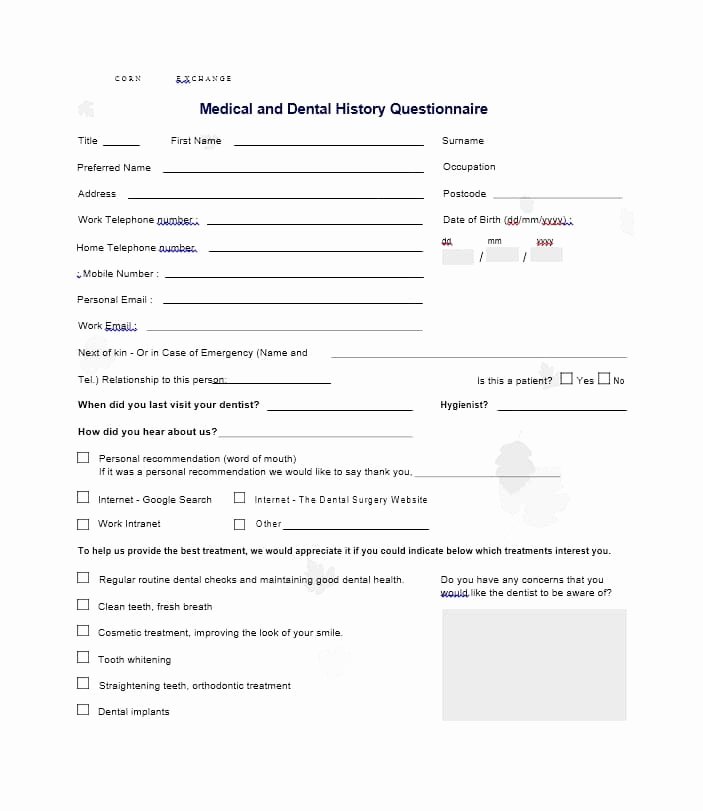 Family Medical History Questionnaire Template Awesome 59 Health History Questionnaire Templates [family Medical]