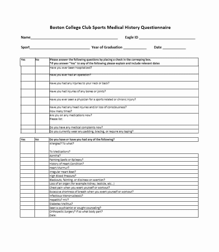 Family Medical History Questionnaire Template Best Of 59 Health History Questionnaire Templates [family Medical]