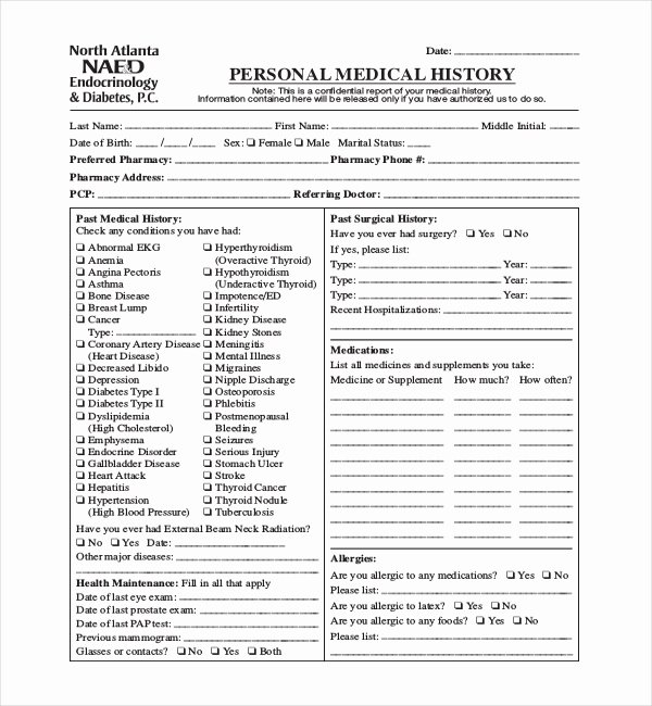 Family Medical History Questionnaire Template Best Of General Medical History Questionnaire tolg Jcmanagement