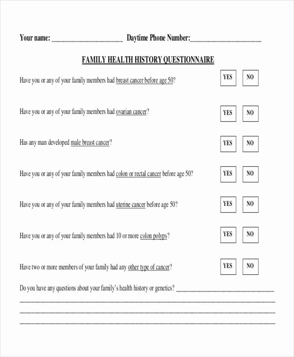 Family Medical History Questionnaire Template Unique 35 Health Questionnaire Examples Pdf Doc