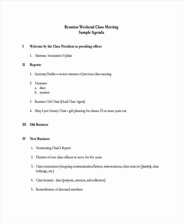 Family Reunion Agenda Template Inspirational 9 Reunion Agenda Templates Free Word Pdf format