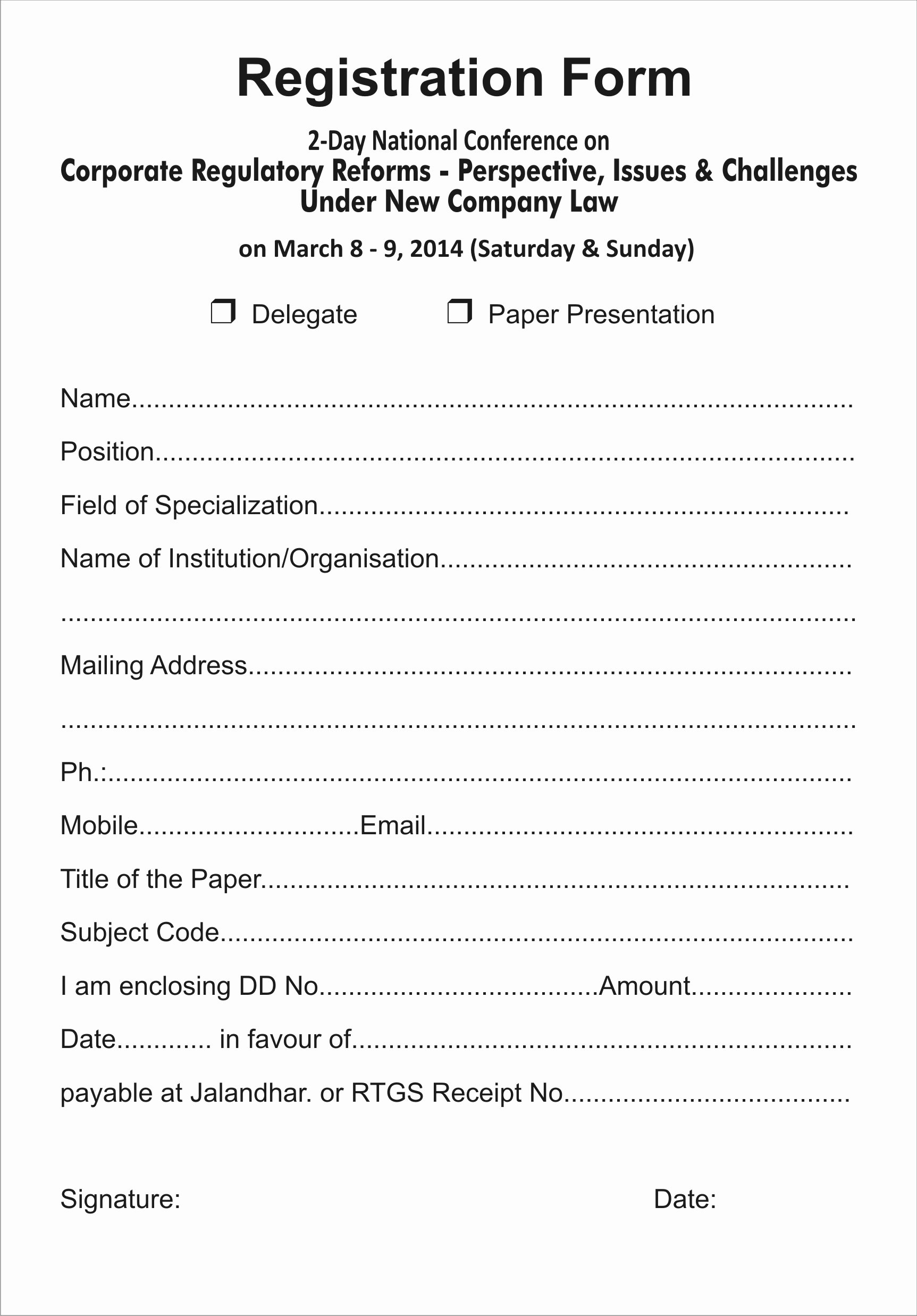 Family Reunion Registration form Doc Elegant 2 Day National Conference by Merce Department