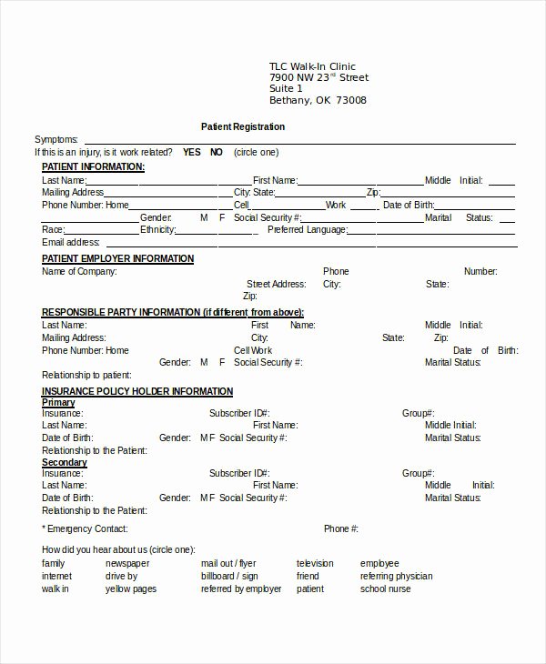 Family Reunion Registration form Doc Elegant New Patient Registration form Template – Radiofama