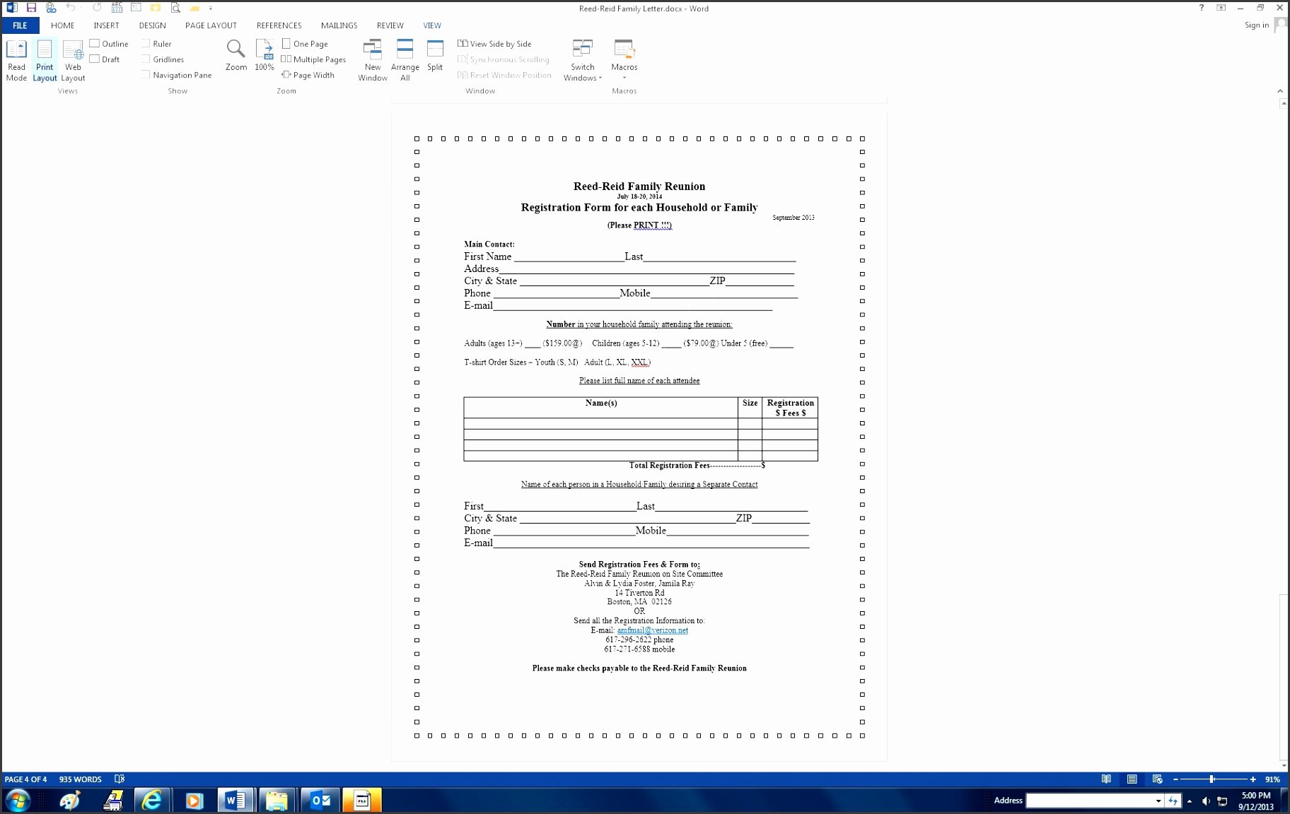 Family Reunion Registration form Doc Fresh 5 Registration Templates for Family Reunion