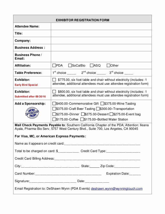 Family Reunion Registration form Doc Fresh attendee Registration form so Cal Pda Annual event
