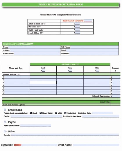 Family Reunion Registration form Doc Fresh Download Family Reunion Registration form Pdf