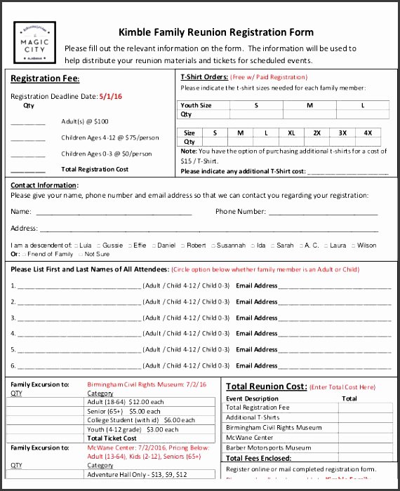 Family Reunion Registration form Doc Lovely 7 Family Reunion Registration form Template