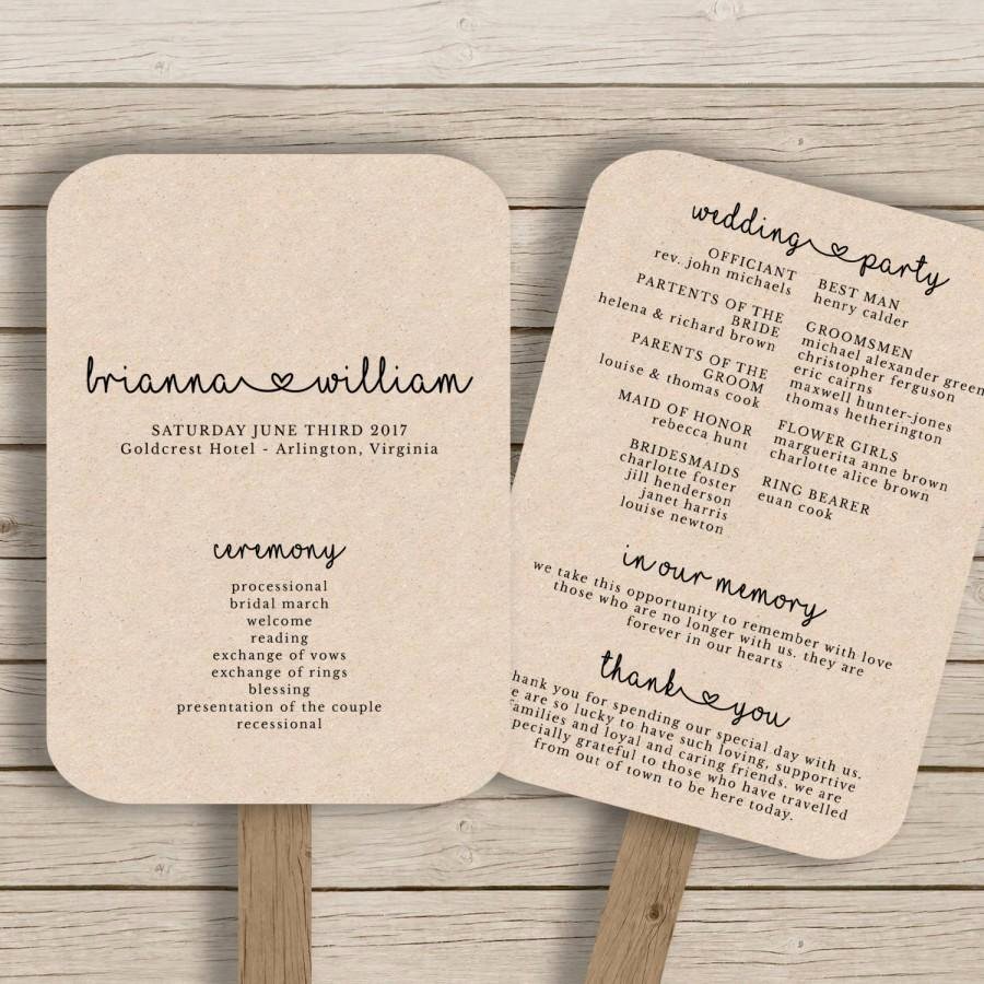 Fan Wedding Programs Templates Fresh Wedding Fan Program Template Rustic Wedding Fan