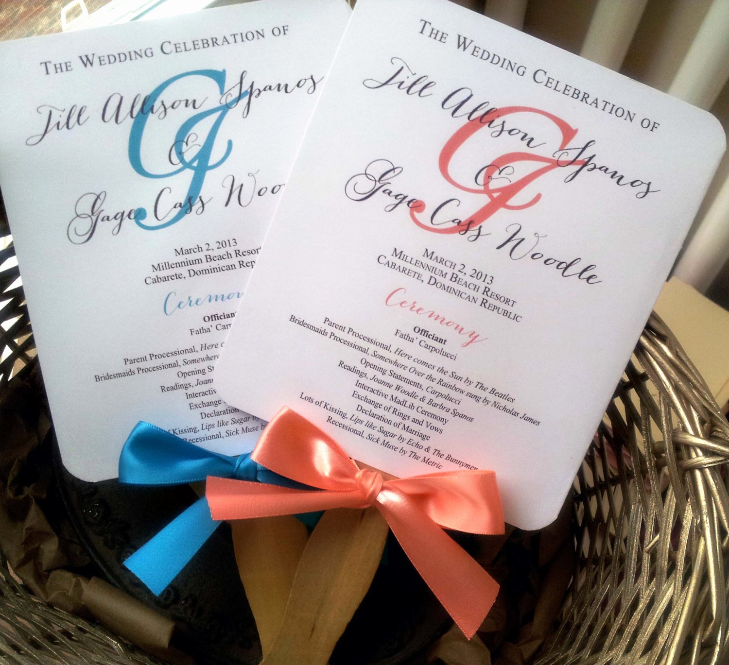 Fan Wedding Programs Templates Lovely Turquoise Wedding Program Fans Pick Two by Pinkorchidinvites